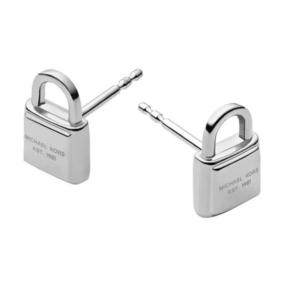 NWT🏷️Michael kors silver lock studd earrings - Picture 1 of 5